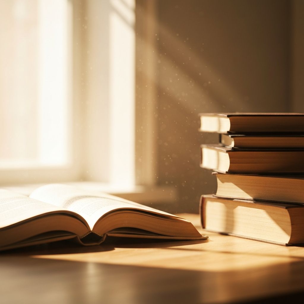 An open book in soft golden light